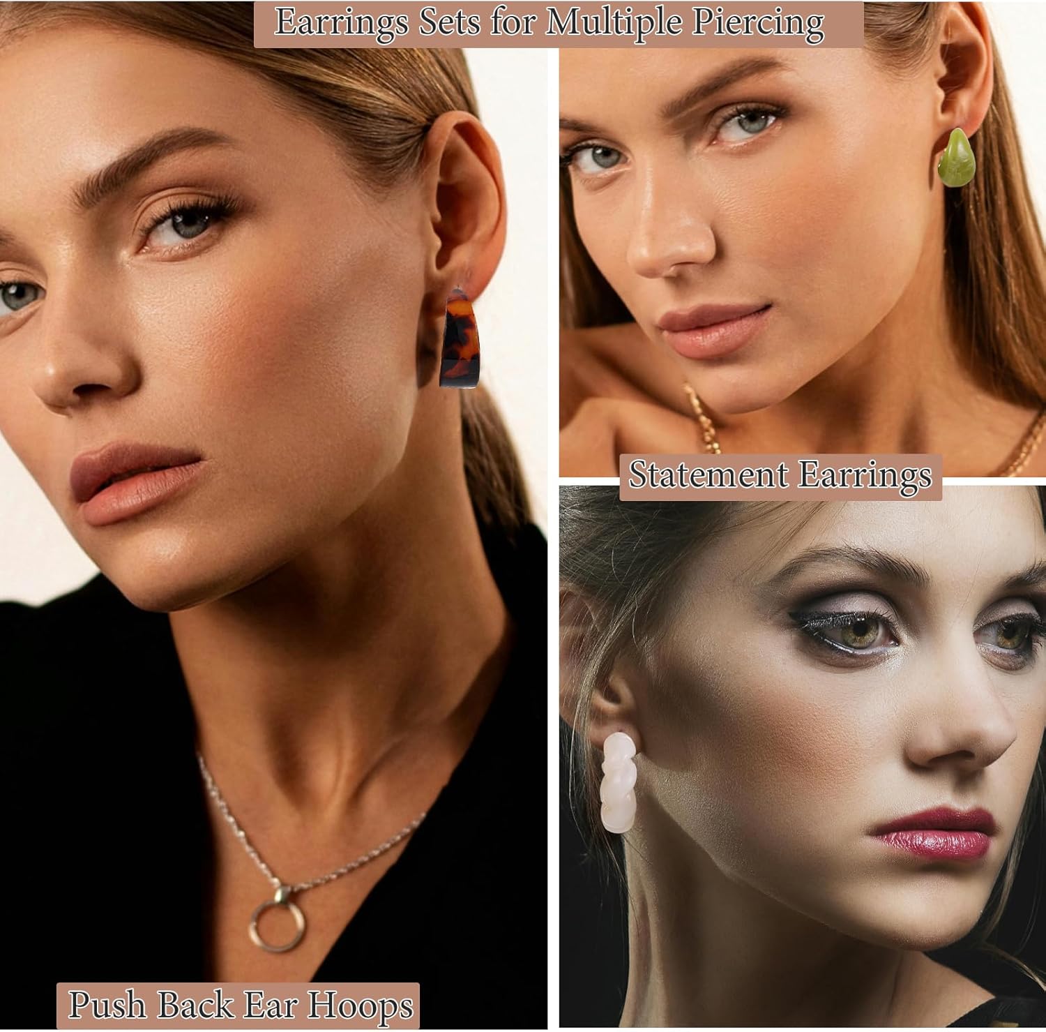 30pairs Gold Hoop Earrings Set for Women, Boho Resin Assorted Jewelry for Gift,Chunky Dangling Earring - Image 3