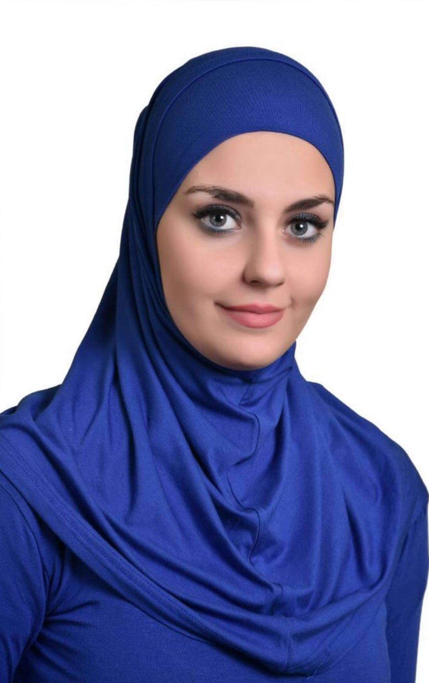 Al Ameera Muslim Hijab Cotton Amira 2 Piece Hood & Hijab Tube Underscarf Cap (Royal Blue)