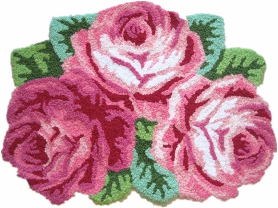 Ustide 3 Rose Shaped Rug Pink Roses Rug Handmade Rug Anti-slip Mat Personalized Custom Carpets Doormat Bathroom Rug 3x2
