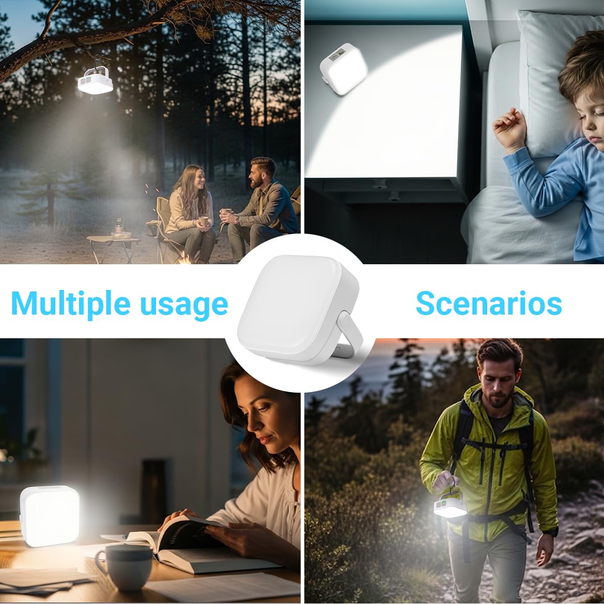 2 Stück 4000LM LED Campinglampe Aufladbar,Camping Lampe Solar mit Karabiner, Wasserdicht Zeltlampe Zum Aufhängen mit 4 Modi für Outdoor, Lesen, Wandern, Notfall