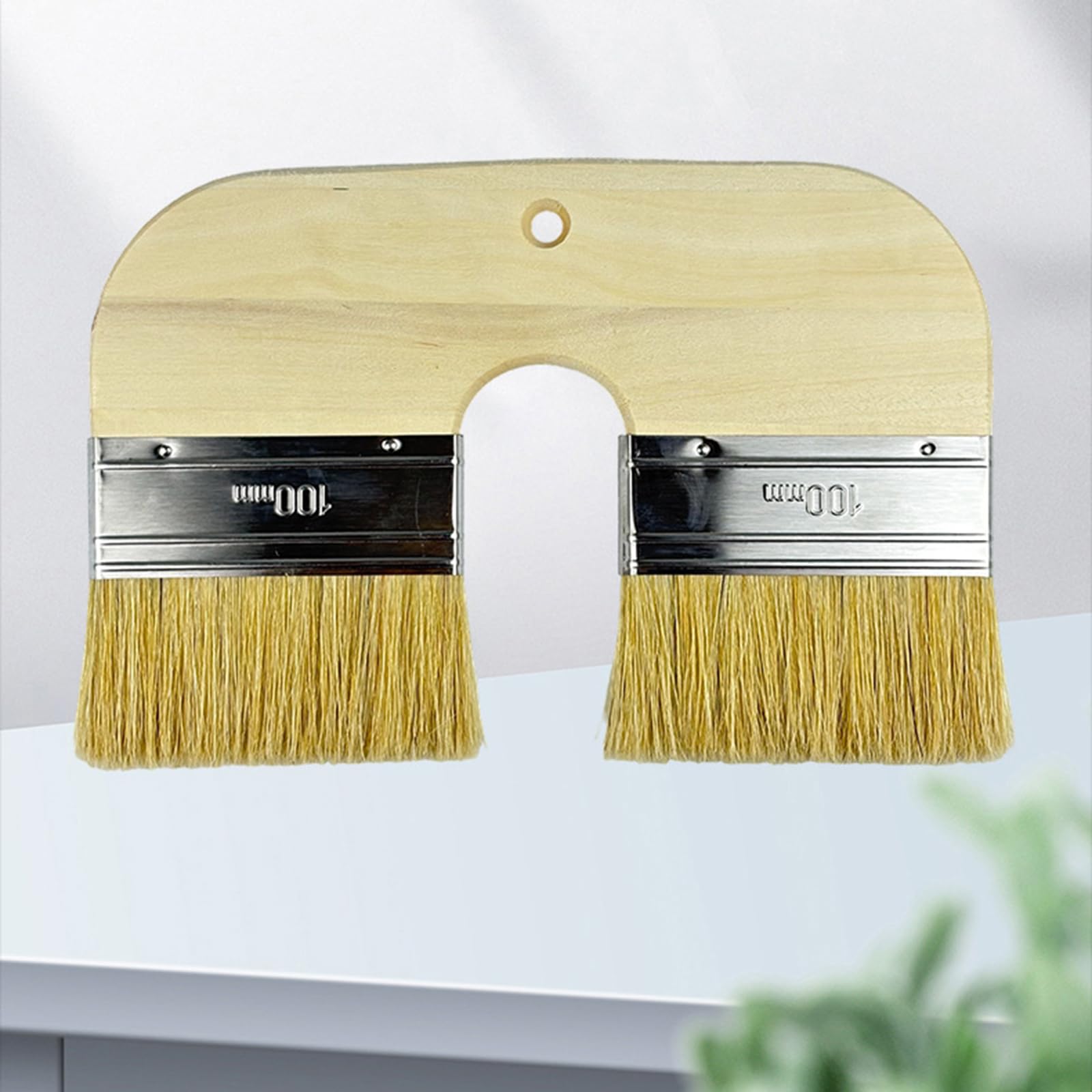Pincel de pintura de pared, cabeza de cerdas naturales, construcción de madera sostenible para enlucido de cal y durabilidad decorativa, cepillo de cerdas naturales