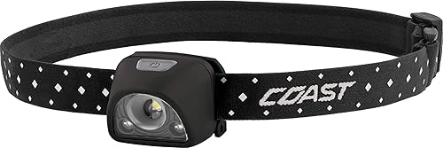 Coast FL1R - Linterna frontal LED recargable de 435 lúmenes de doble color (blancorojo), accesorios de recarga incluidos