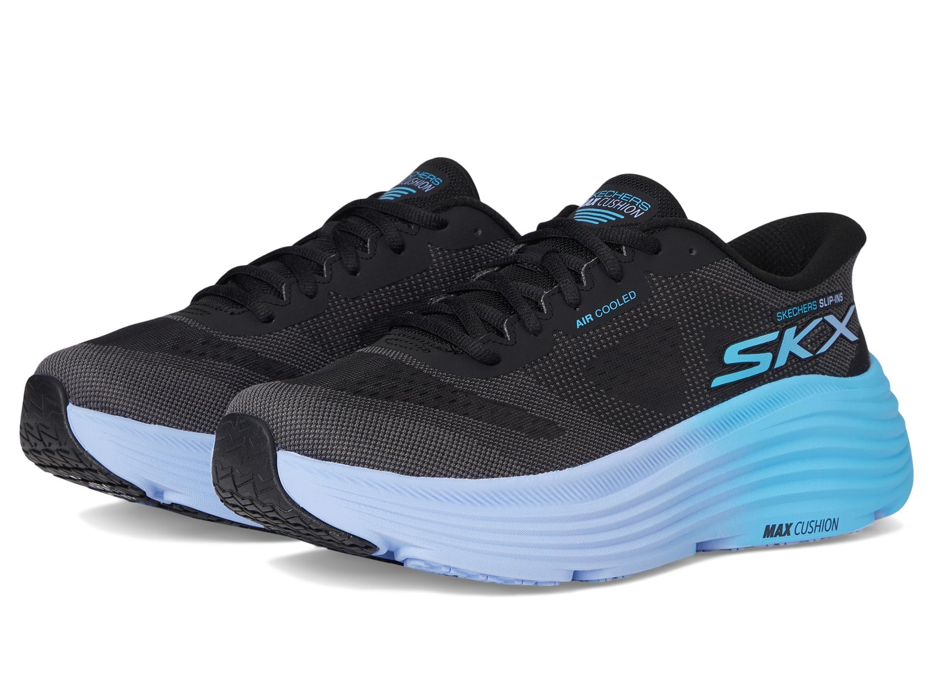 skechers Women's Max Cushioning Endeavour Hallandale Hands Free Slip-in Shoes, Black/Blue, 8.5-picture-23