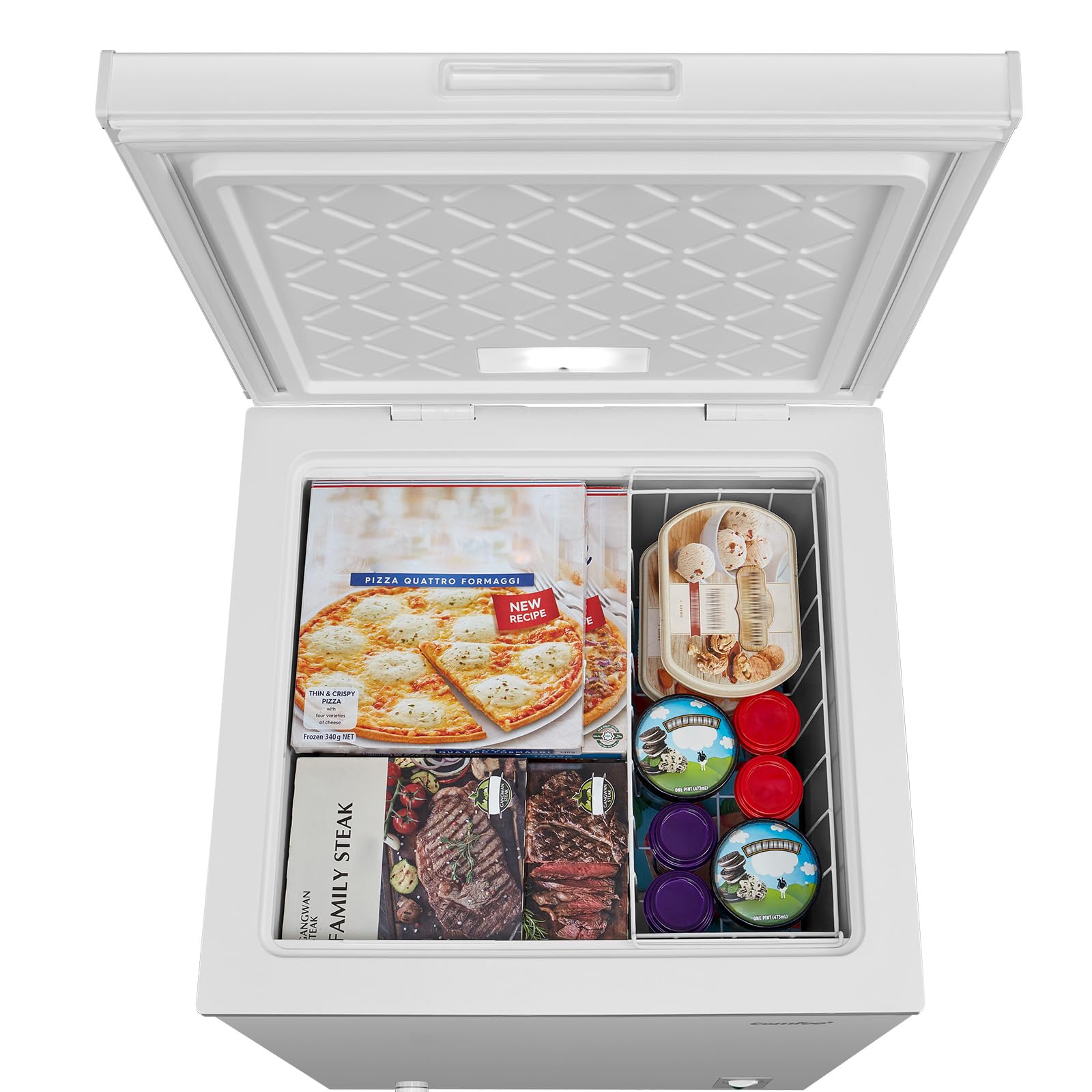 COMFEE' RCC146WH2EU(E) 143L Freistehender Gefrierschrank, Umwandlung zwischen Gefrierschrank und Kühlschrank, Inverter-Kompressor, geeignet für Außenanlagen, Garagen und Schuppen, Weiß