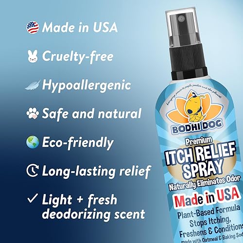 Vista 3 de Spray anti picazón de avena para perros y gatos, 100 % natural e hipoalergénico para alivio reconfortante para la piel dañada seca, con picazón