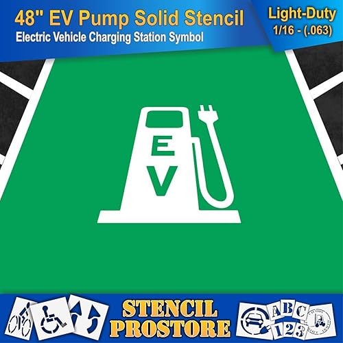 Miniatura 3 de Plantillas de pavimento - 48 pulgadas - Bomba eléctrica con enchufe y letras EV - 48 pulgadas x 34 pulgadas