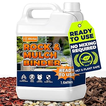 JDiction Mulch Binder for Landscaping 1 Gallon - Ready-to-Use Rock Glue & Gravel Adhesive for Walkways, Gravel & Garden Paths - Non-Toxic, Intertek Green Leaf Certified, Long-Lasting Stabilizer