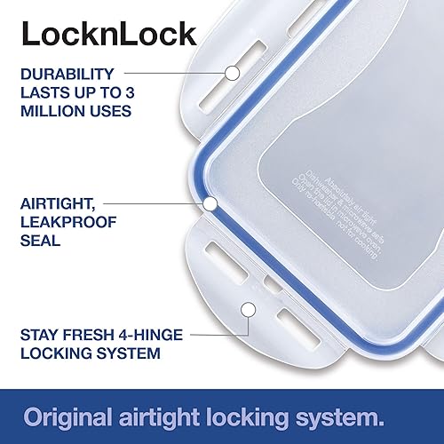 Vista 4 de LocknLock Easy Essentials - Tapas de alimentos/almacenamiento de despensa/recipientes herméticos, sin BPA, cuadrados, 11 tazas para azúcar