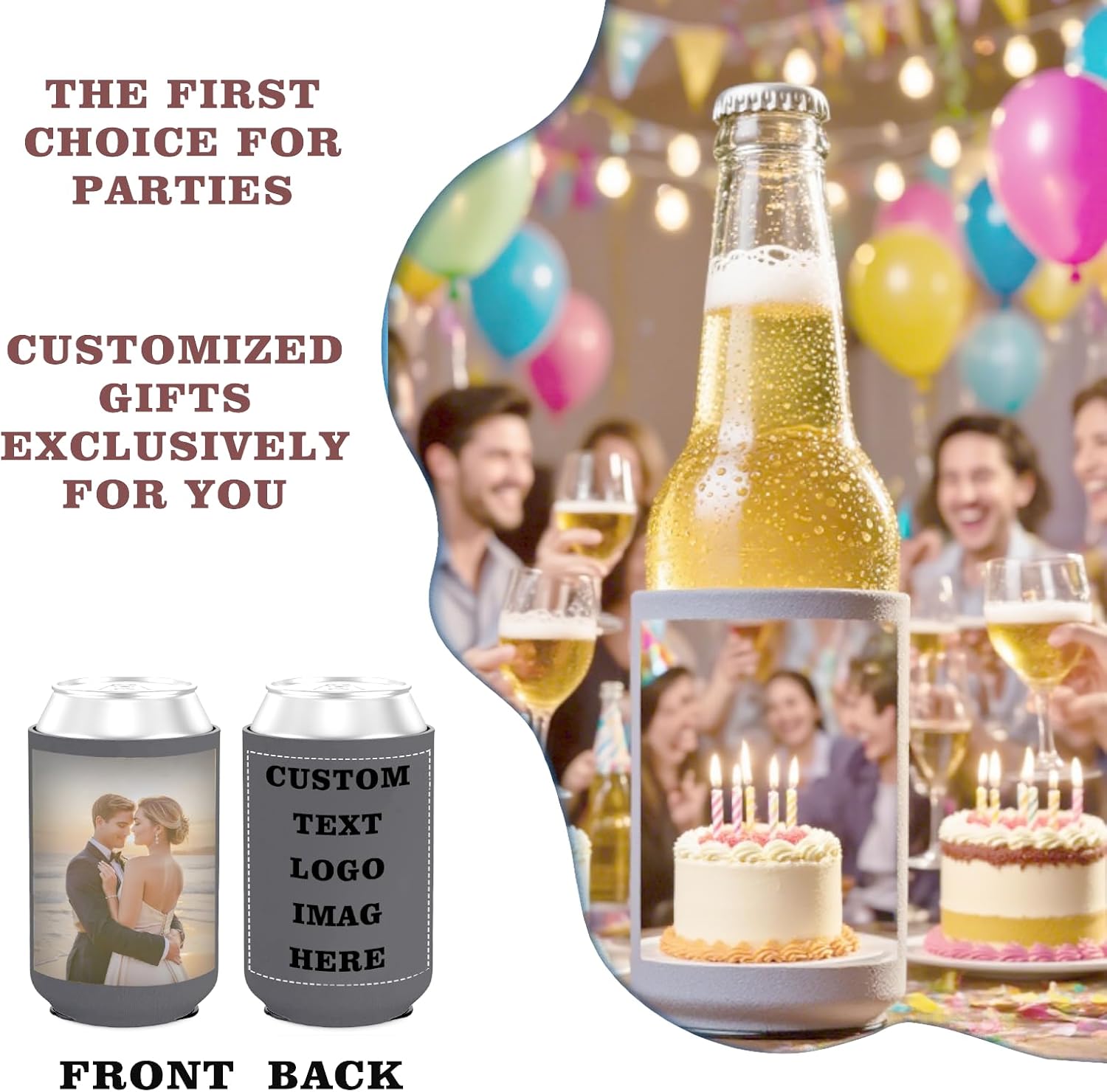 50 Pack Personalized Can Sleeve Coolers with Your Text Logo or Image Wedding Favors Bachelor Party Favors Birthday Party Favors