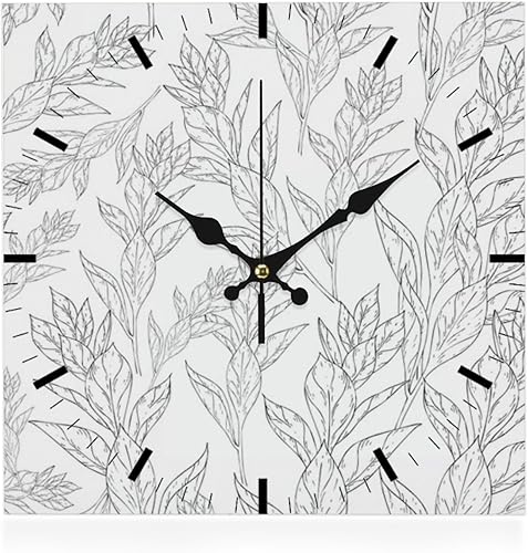 Black White Branch with Flower Ink Analog Clock Wall Clocks Battery Operated Wall Clock Art Battery Clocks Garage for Kitchen Bathroom Bedroom