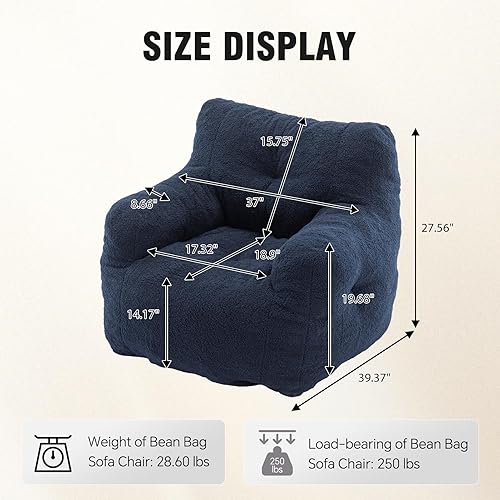 Miniatura 10 de Hosnnile Puf de tela de peluche ultra suave con relleno, sofá perezoso para adultos, adolescentes, moderno y cómodo sofá de ocio para dormitorio,