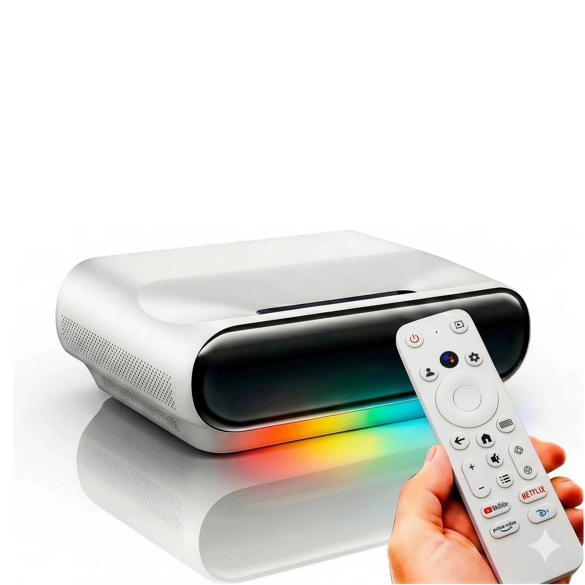 Proyector Láser UST 4K Ultra Corta Distancia | 1000 ANSI | Tecnología ALPD DLP Láser | HDR | HDMI 2.1 | Google TV Oficial con Netflix | MEMC + Auto Keystone 4D | Pantalla Gigante 150” a 56cm