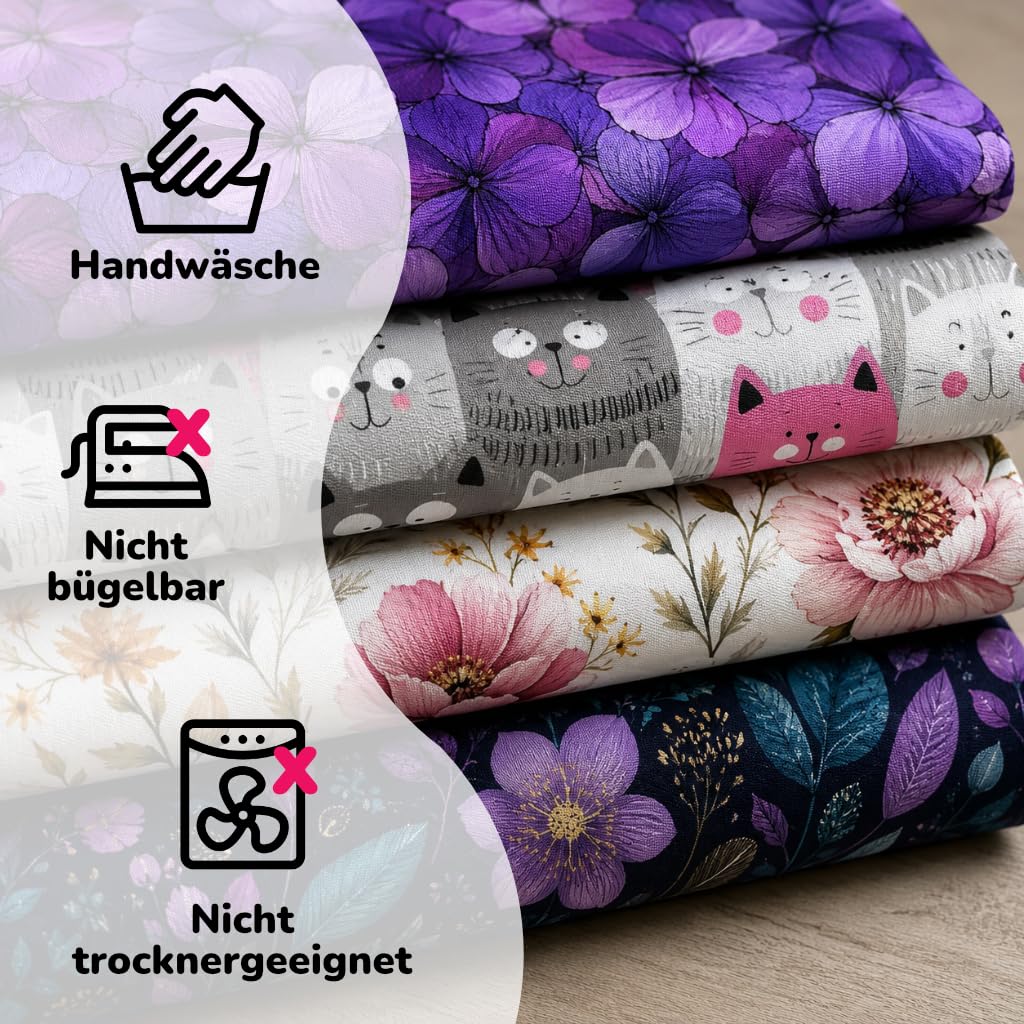 Takoy Wasserabweisender Stoff Meterware, Rosa Aquarellblumen Lulu, 5 m