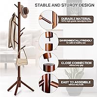 Vista 3 de Perchero, Perchero Independiente con 8 Ganchos y 3 Percheros de Árbol de Tamaño Ajustable para Dormitorio, Pasillo, Entrada, Oficina