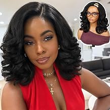 Yaki Wavy U Part Wigs V Part Synthetic Bob Wig for Black Women