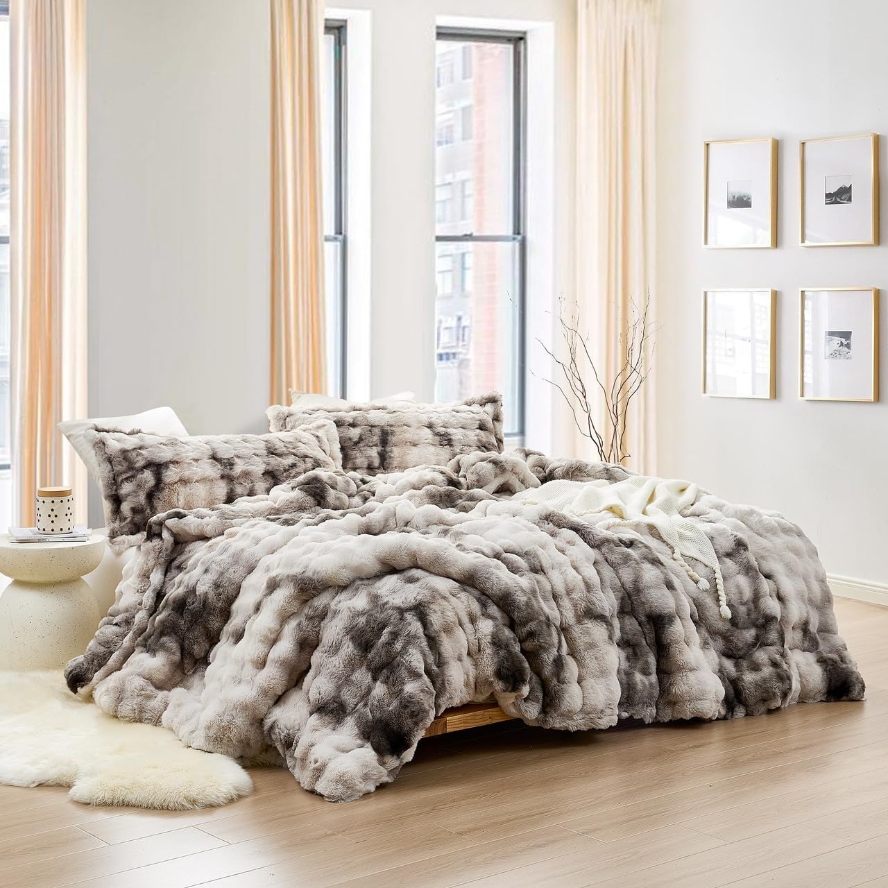 Byourbed Snowball Double Chunky Bunny - Coma Inducer® Oversized King Comforter Set - Messy Storm Gray
