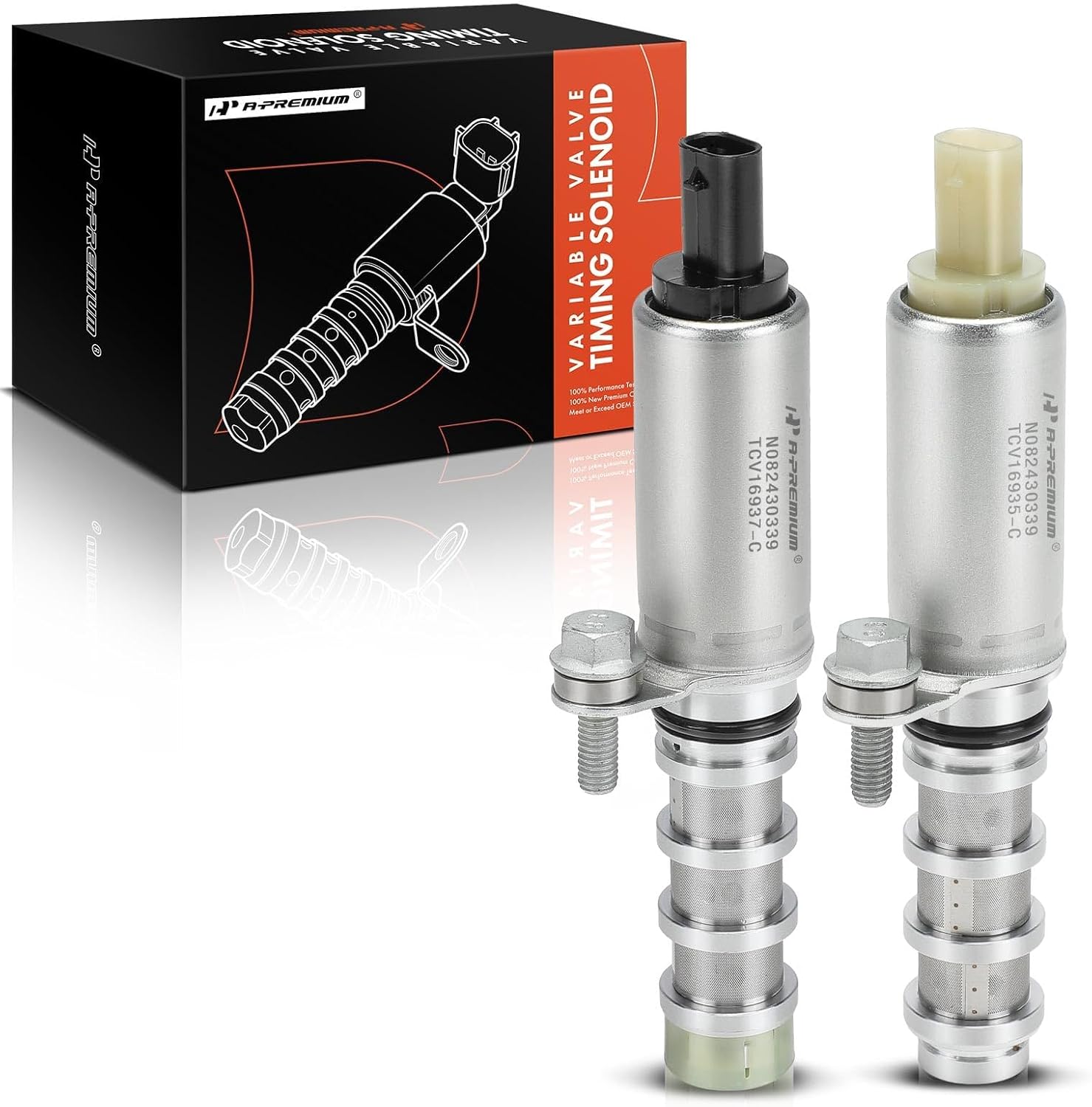 A-Premium 2-PC Intake & Exhaust Engine Variable Valve Timing (VVT) Solenoid Compatible with Chevrolet Equinox, Malibu, Traverse, Impala, Camaro, Colorado & GMC Terrain, Acadia & Buick & Cadillac