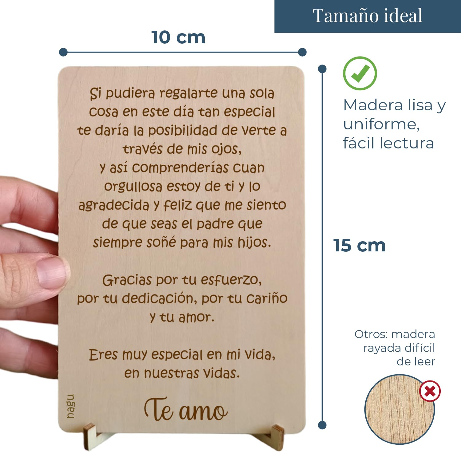 Creatiwood Tarjeta de Felicitación y Agradecimiento únicas, Originales y en madera para tu pareja, Que regalar para Cumpleaños, aniversarios u ocasiones para enamorados, Detalles postales en Español