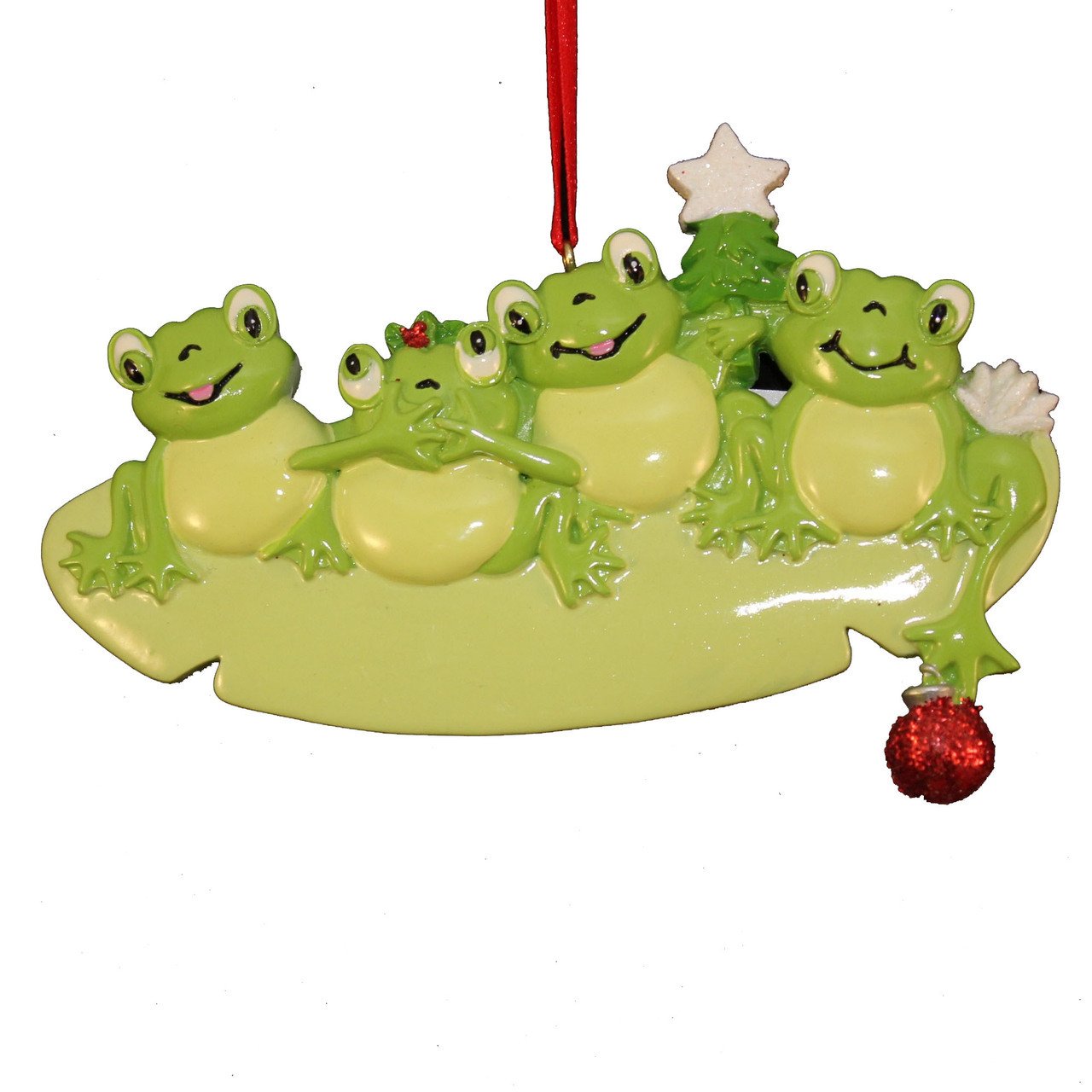 Frog Pad Family of 4 Personalized Christmas Tree Ornament