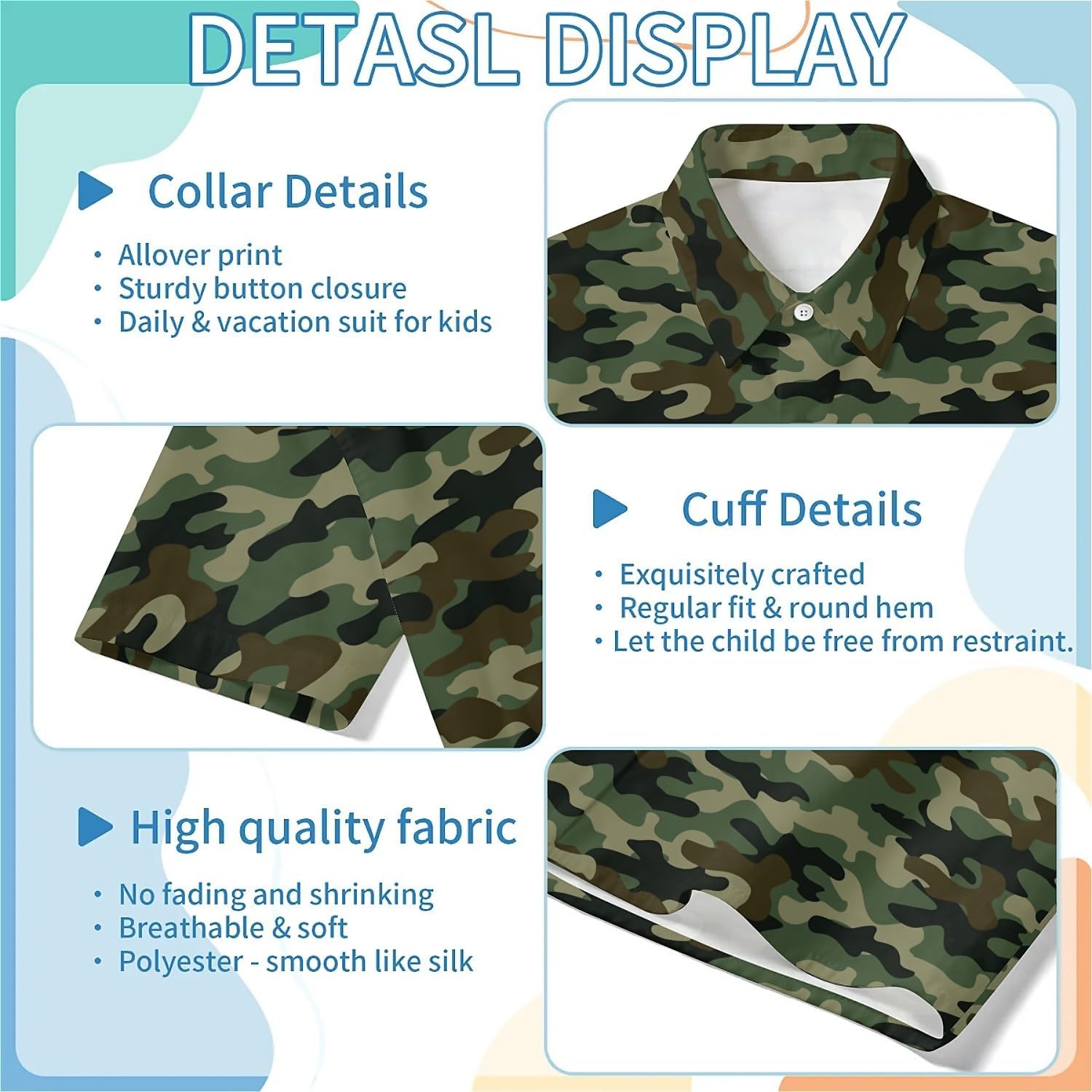 Cat Boys Hawaiian Shirts Novelty Printed Funky Short Sleeve Button Down Shirt Kids Aloha Beach Shirt for 3-14 Years