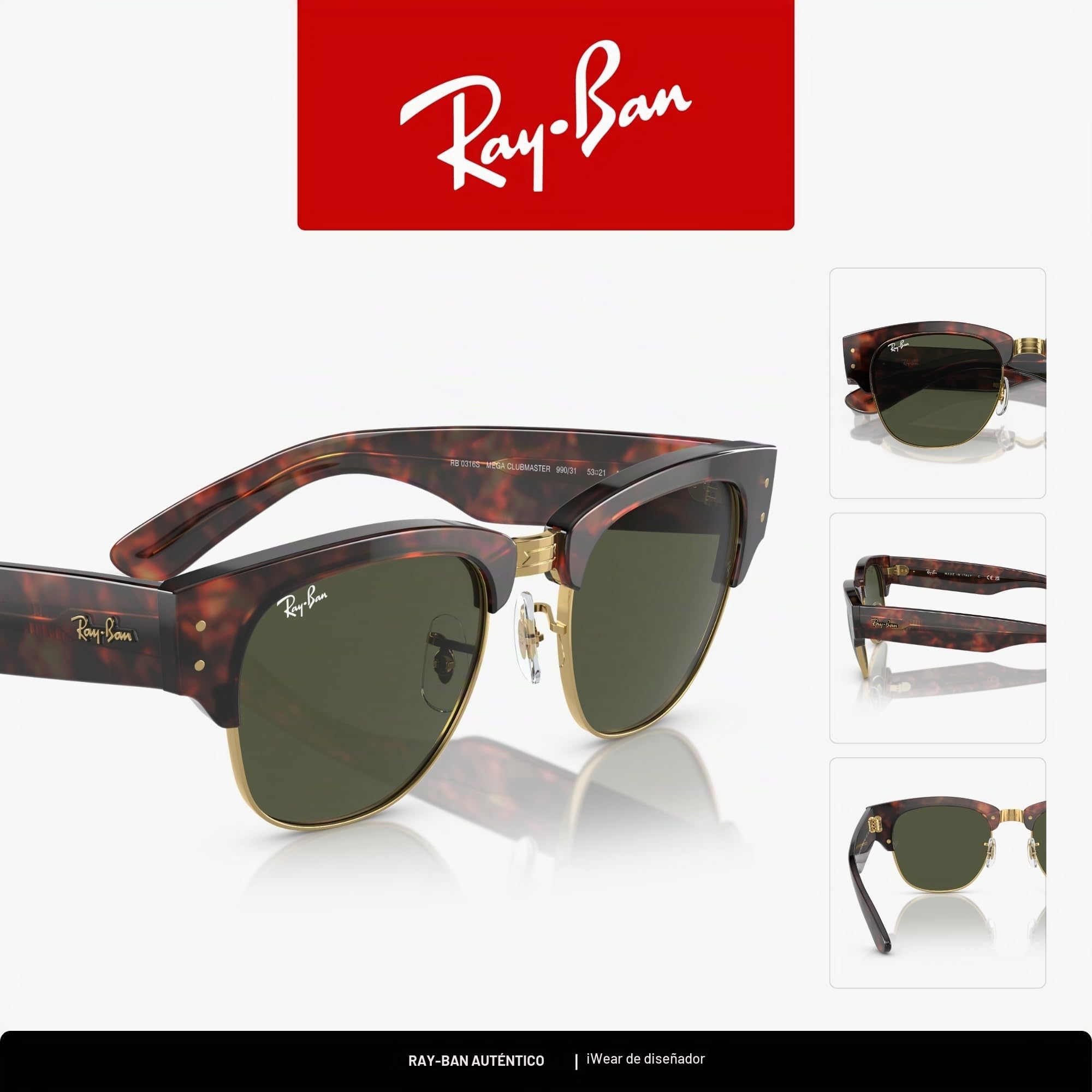 Ray-Ban Rb0316s Mega Clubmaster Gafas Hombre (Pack de 1)