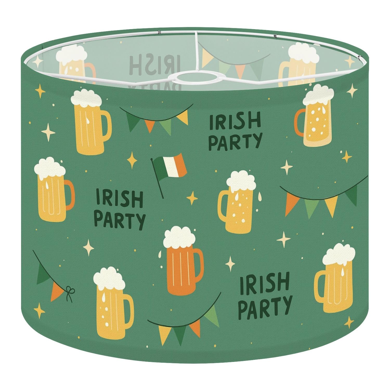 Drum Lamp Shade Large Lampshade Hand Drawn St Patrick s Day Seamless Irish Party Mugs Beer for Floor Lamps Table Lamps Pendant Light Linen Lampshades Replacement Bedside Light Shades