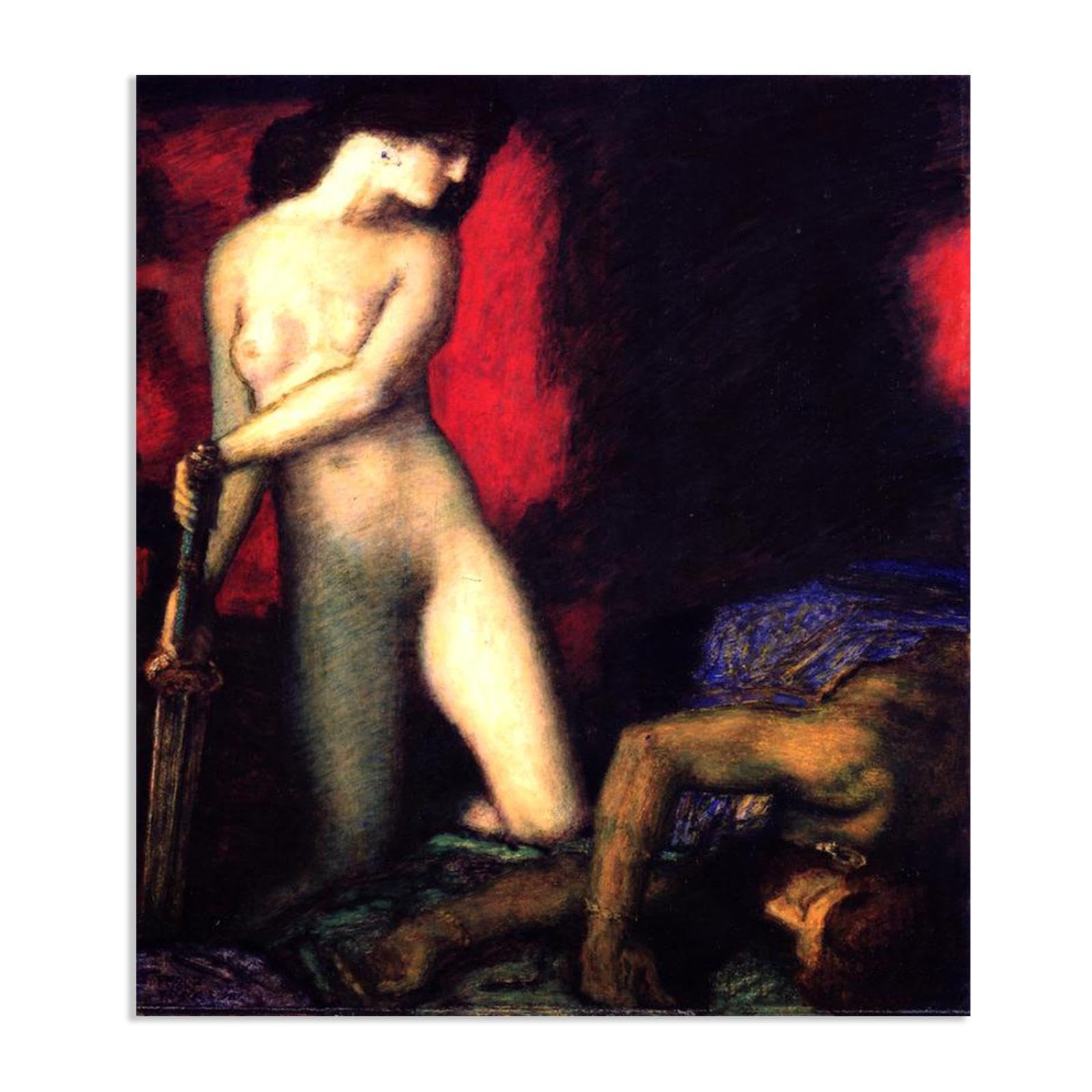 Hau3sh3a Franz von Stuck Wall Art Print Judith and Holofernes Franz Stuck Painting Reproduction Artwork Abstract Classic Wall Decor for Living Room Bathroom Office 90x70cm(36x28in) Frameless