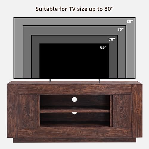 Miniatura 7 de OKD Moderno soporte de TV de 70 pulgadas, centro de entretenimiento para televisores de hasta 80 pulgadas, consola multimedia con almacenamiento