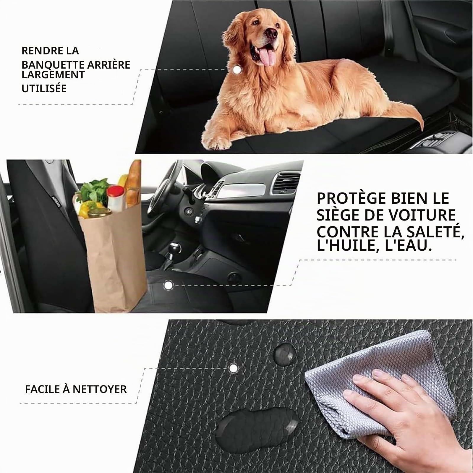 Housse Siege Voiture pour Nissan Qashqai e-POWER (2023-2025), Coussin en Cuir De Première Imperméable Et Résistant À l'usure, Housses Siege Avant Arrière Auto Protection Accessoire(Black white)