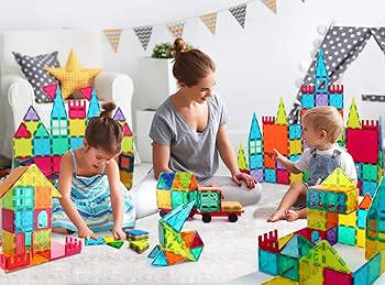 Amazon.com: Jasonwell 100pcs Magnetic Tiles Building Blocks Set