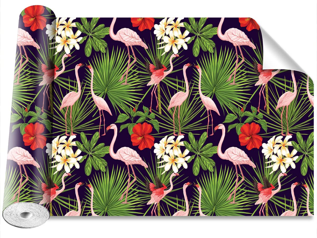 Papier peint moderne Tulup Bricolage 250x104cm plantes et flamingos