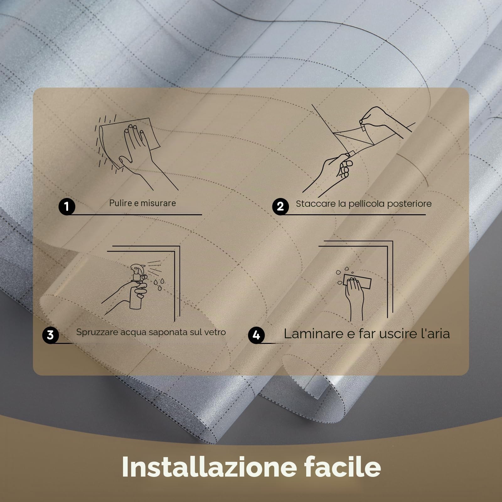 LEMON CLOUD Pellicola per Finestre Privacy, Statica Autoadesiva, Pellicola Opaca Vetri, Anti-UV, Controllo di Calore, per Ufficio Bagno Camera 90 x 400CM