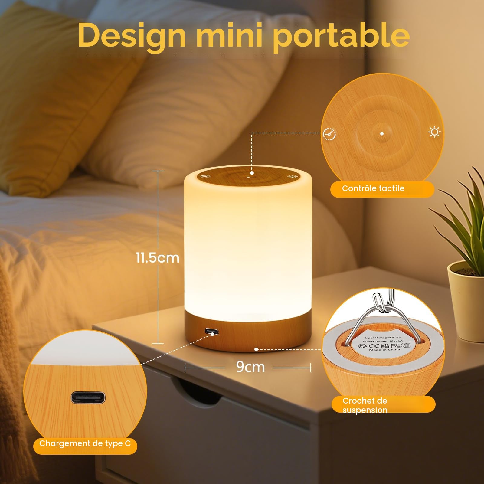 Lamparas de Mesita de Noche Tactil Regulable, Lampara Mesita Noche con 256 RGB Color y 5 Modos, Luz Cálida Luz Nocturna Lampara Mesa LED Recargable USB con Función de Temporizador para Regalo