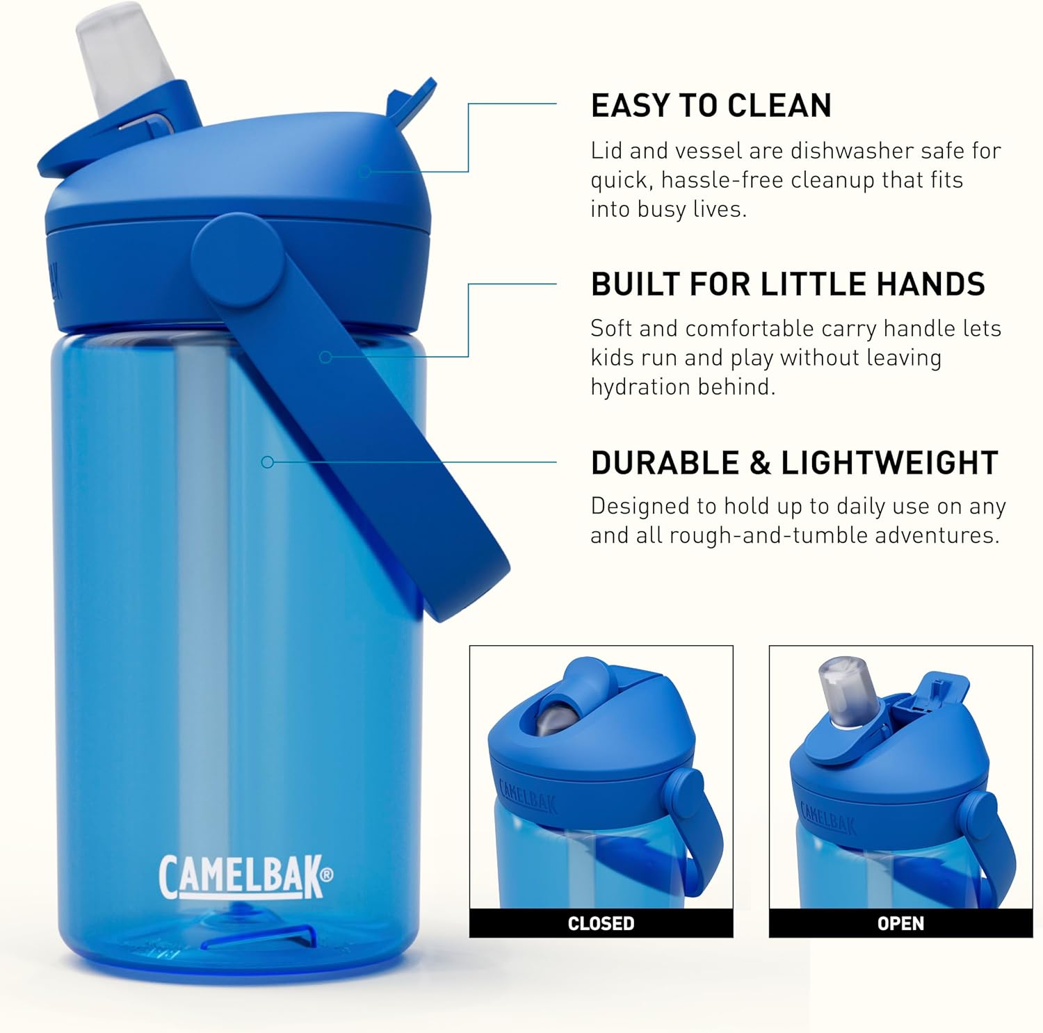 CamelBak Thrive Flip Straw Kids Bite Valve Tritan Renew Water Bottle 14oz - Image 3