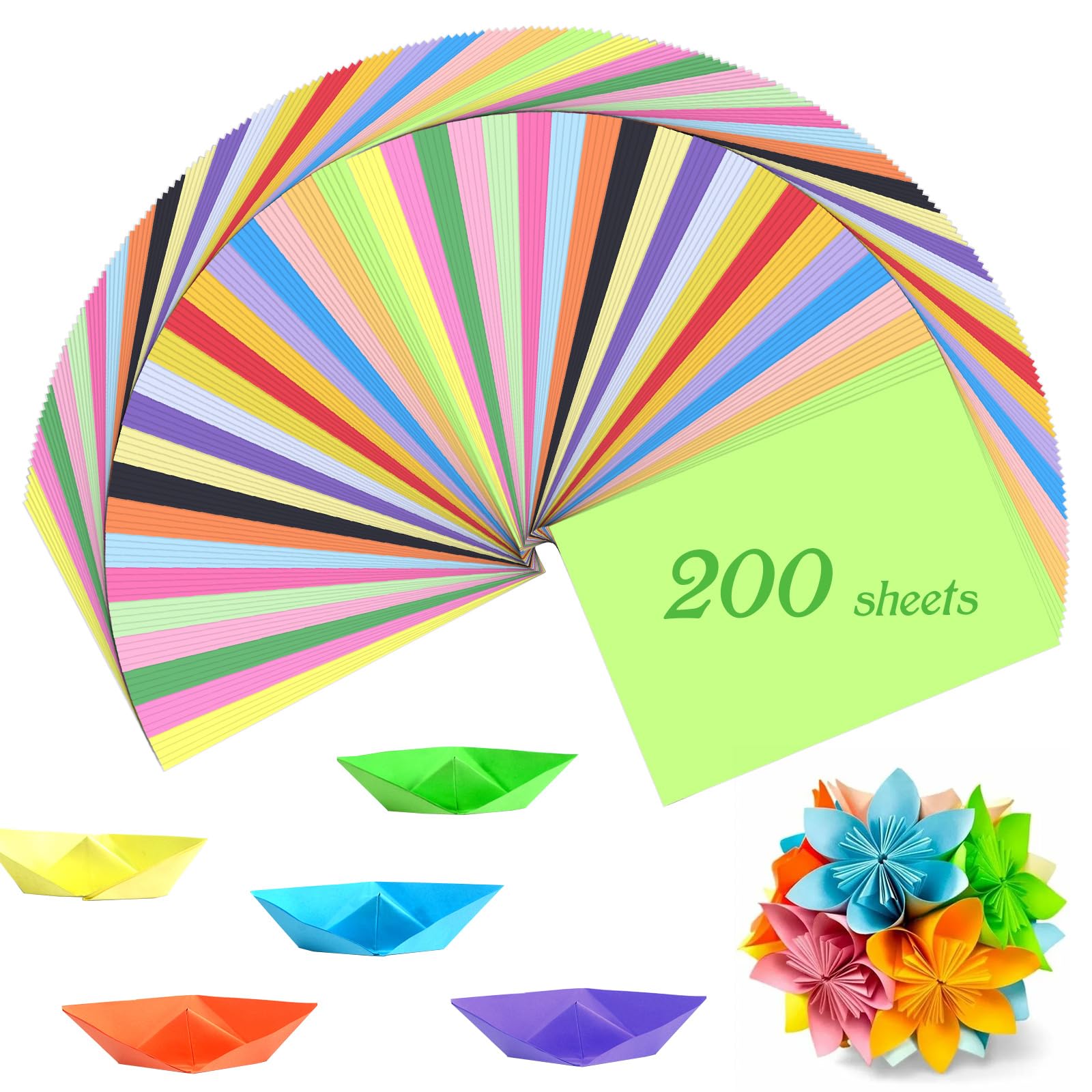 Papier Couleur A4 200 Feuilles - 70g/m² - 20 Couleurs - Pour Origami, Bricolage, Artisanat - Enfants Et Adultes