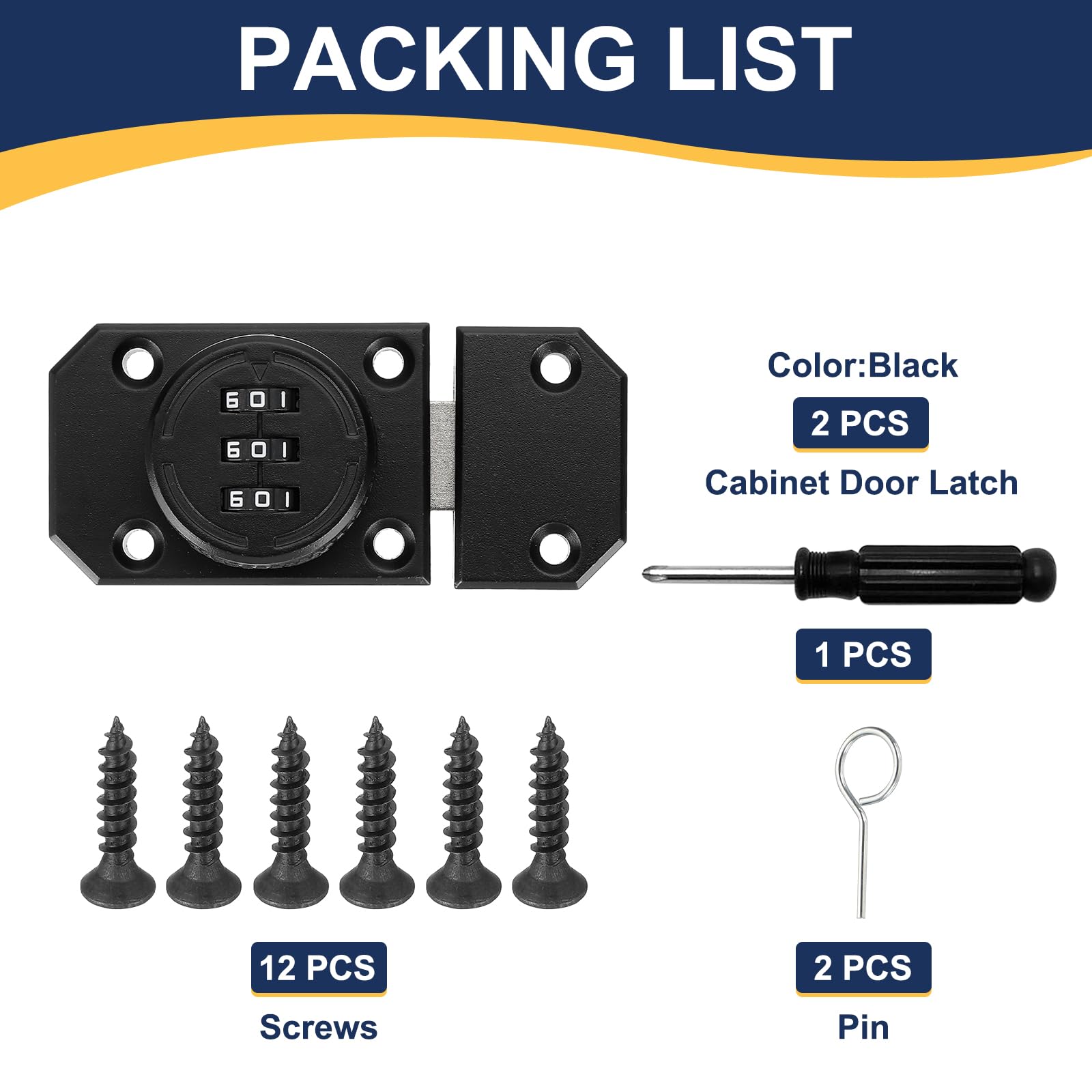 uxcell Cabinet Door Latch 2.17 x 1.5 Inch Zinc Alloy Keyless Combination Lock for Kitchen Cabinet Office Drawer Wooden Furniture Black 2Pcs - Image 3