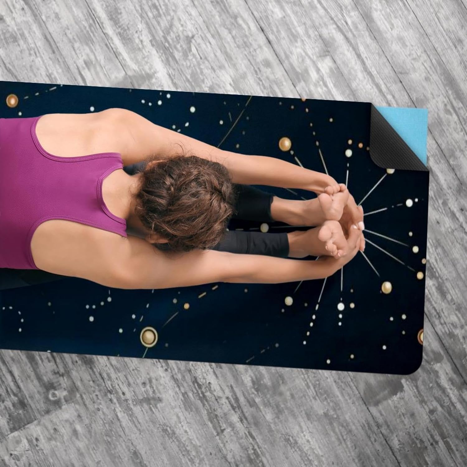 Yoga Towel, Constellations Zodiac Galaxy Pattern Non Slip Sweat Absorbent Hot Yoga Mat Towel for Hot Yoga, Pilates and Fitness - 72.8" x 26.8"