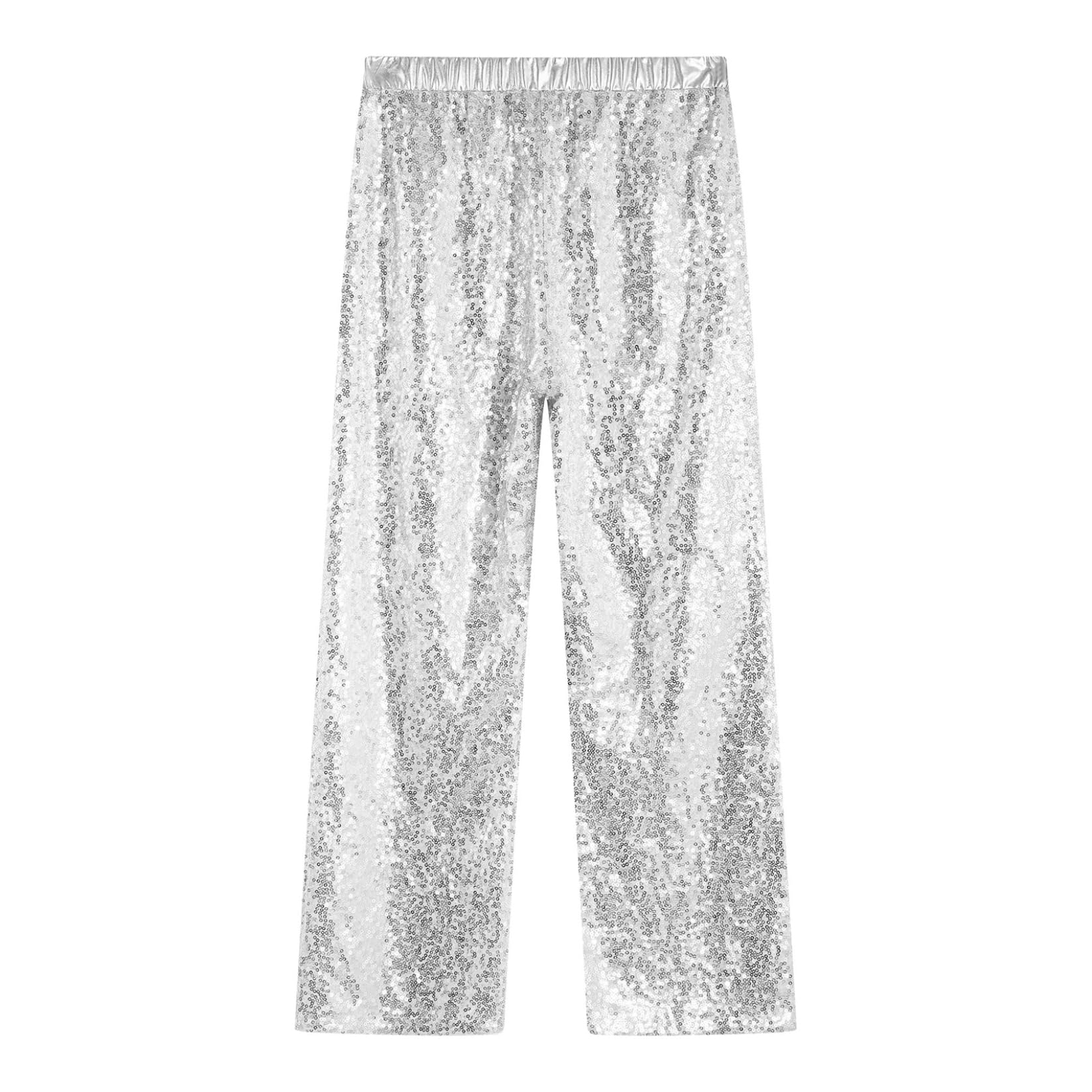 Runhomal Enfant Garçon Fille Pantalon de Danse Jazz Paillettes Brillants Pantalon Patte d'Elephant Costume Danse Latine Tango Hip-Hop 5-16 Ans