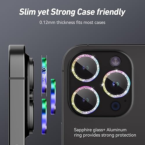 Miniatura 155 de Paquete de 3 x 2 protectores de lente de cámara Jeluse para iPhone 14 Pro Max para iPhone 14 Pro, cubierta protectora de pantalla de vidrio templado