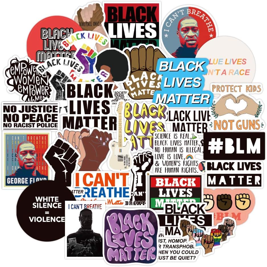 Black Lives Matter Stickers 50 Pcs BLM Decals Vinyl Waterproof Sticker for Car Laptop Water Bottles Computer Phone Hard hat Bumper Stickers and Decals