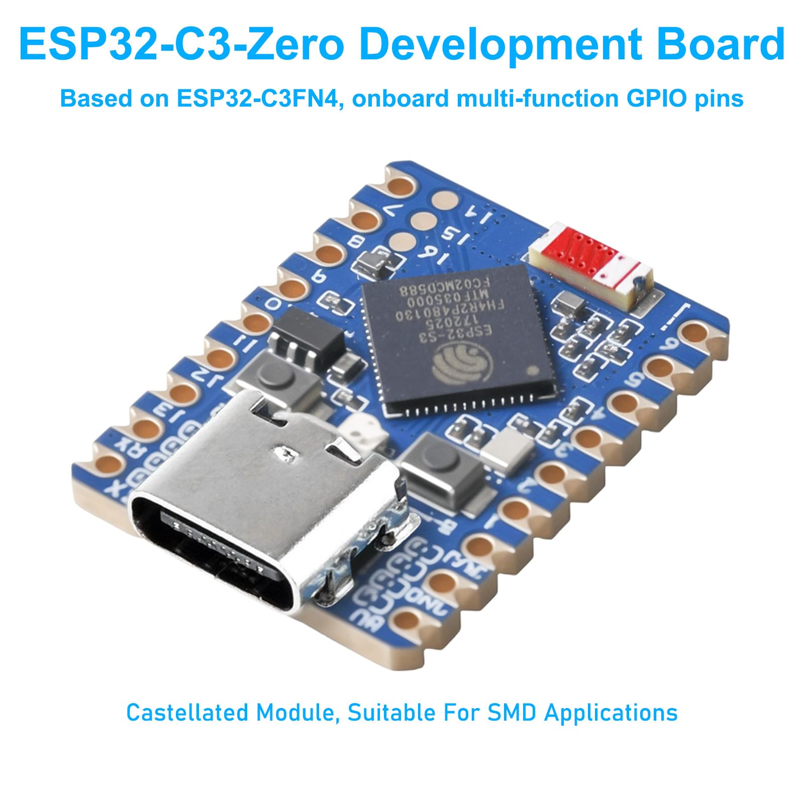 2 unidades ESP32-S3 Mini placa de desarrollo: ESP32-S3FH4R2 procesador de doble núcleo, 2,4 GHz WiFi y BT 5, módulos Castellated, adecuado para aplicaciones SMD, C/C++, MicroPython