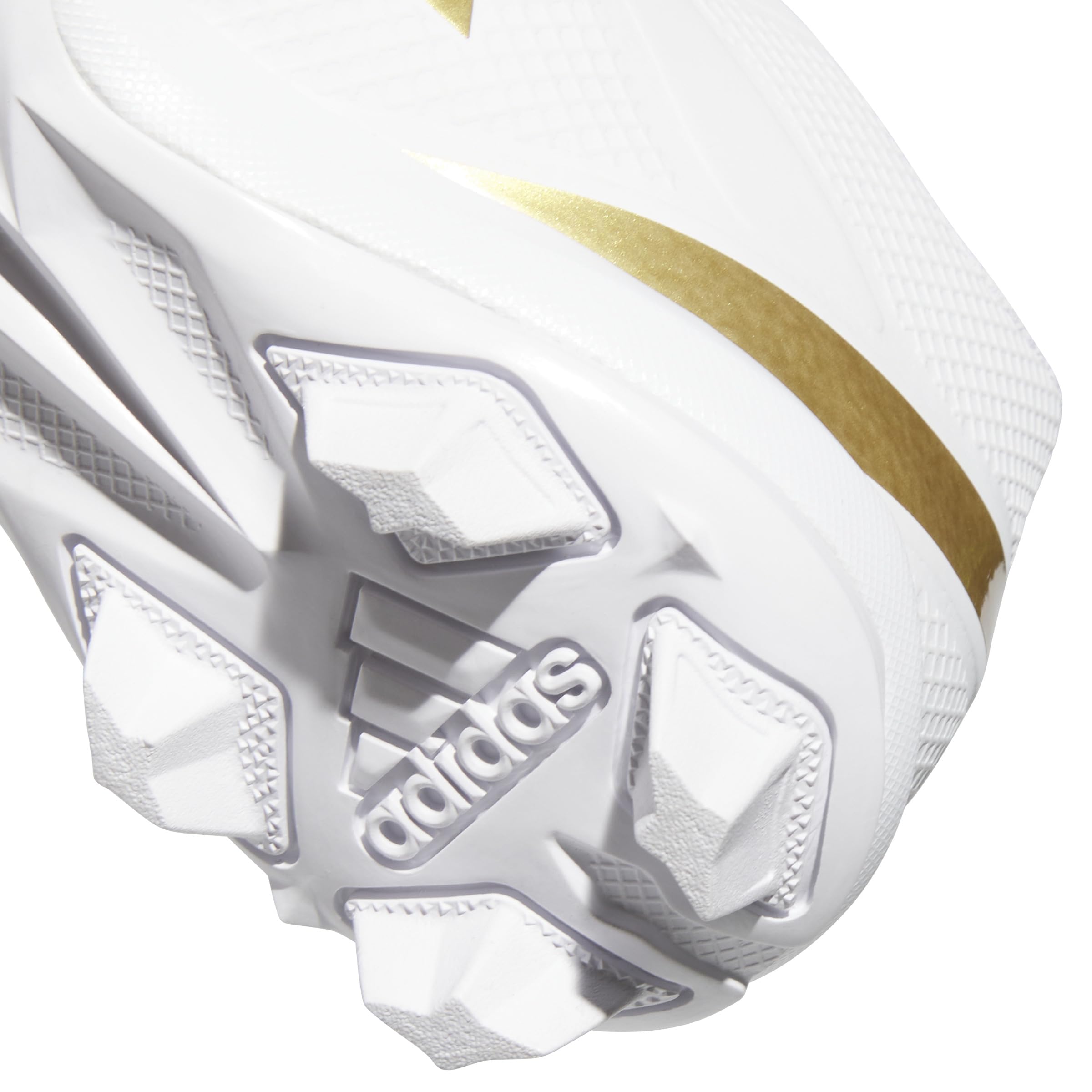 adidas Adizero Impact.2 Molded American Football Sneaker, White/Gold Metallic/White, 1 US Unisex Little Kid