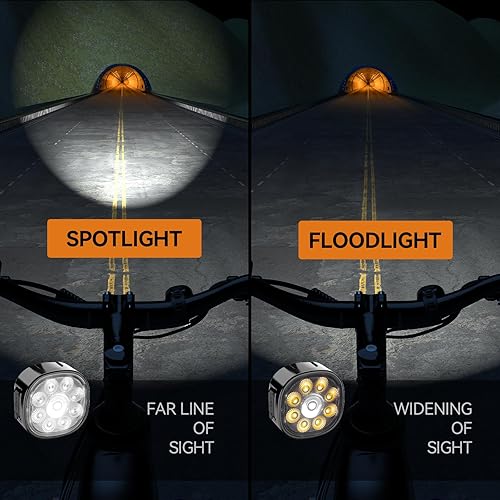 Miniatura 3 de Victagen Kit de luces de bicicleta 9 LED, luces altas y bajas, luces de bicicleta ultraligeras y brillantes, luces de bicicleta impermeables para