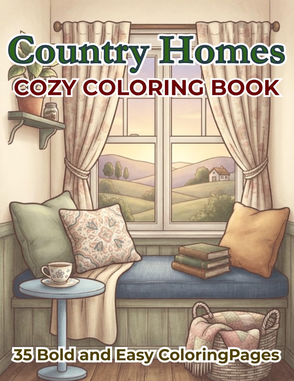 Cozy Country Homes Coloring Book: Bold and Easy Coloring Pages for Relaxation and Stress Relief