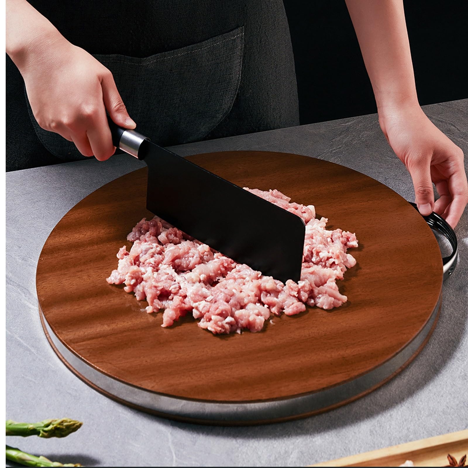 Tabla de Cortar Tablas de Cortar de Madera Maciza de ébano con Asas for Cocina, Cortar Carne, Pescado, Verduras, Frutas, Queso, Pan Cocina Camping