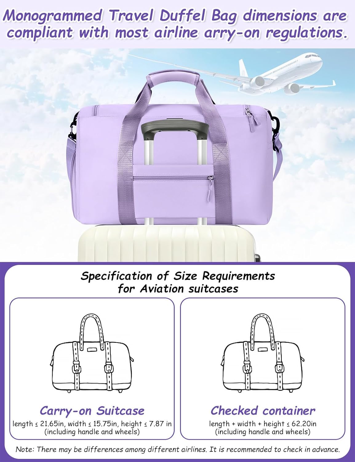 Personalized Overnight Bags, Gifts for Tween Girls 8 9 10 11 12 13 14 15 16 Year Old, Dance Bag for Girl College Teen, Womens Travel Duffel Weekender Bag, Gifts for Teenage Kids Women Friend, Purple K - Image 4