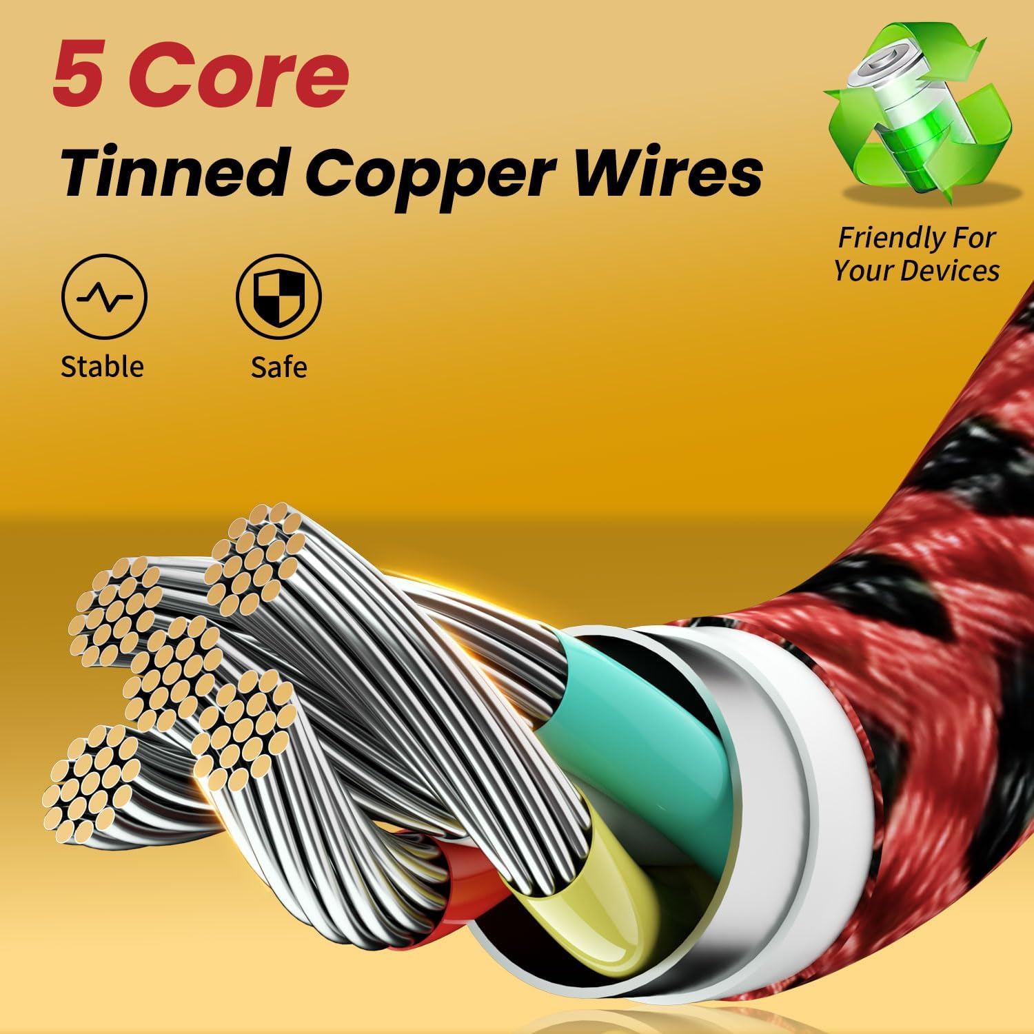 Multi Charging Cable, USB C 3 in 1 Charging Cable[2Pack 4FT], USB C Cable Nylon Braided Multiple Charger Cord with Type-C, Micro USB and IP Port for iPhone 16/15 Series/Cell Phones and More-Red&Black image 3