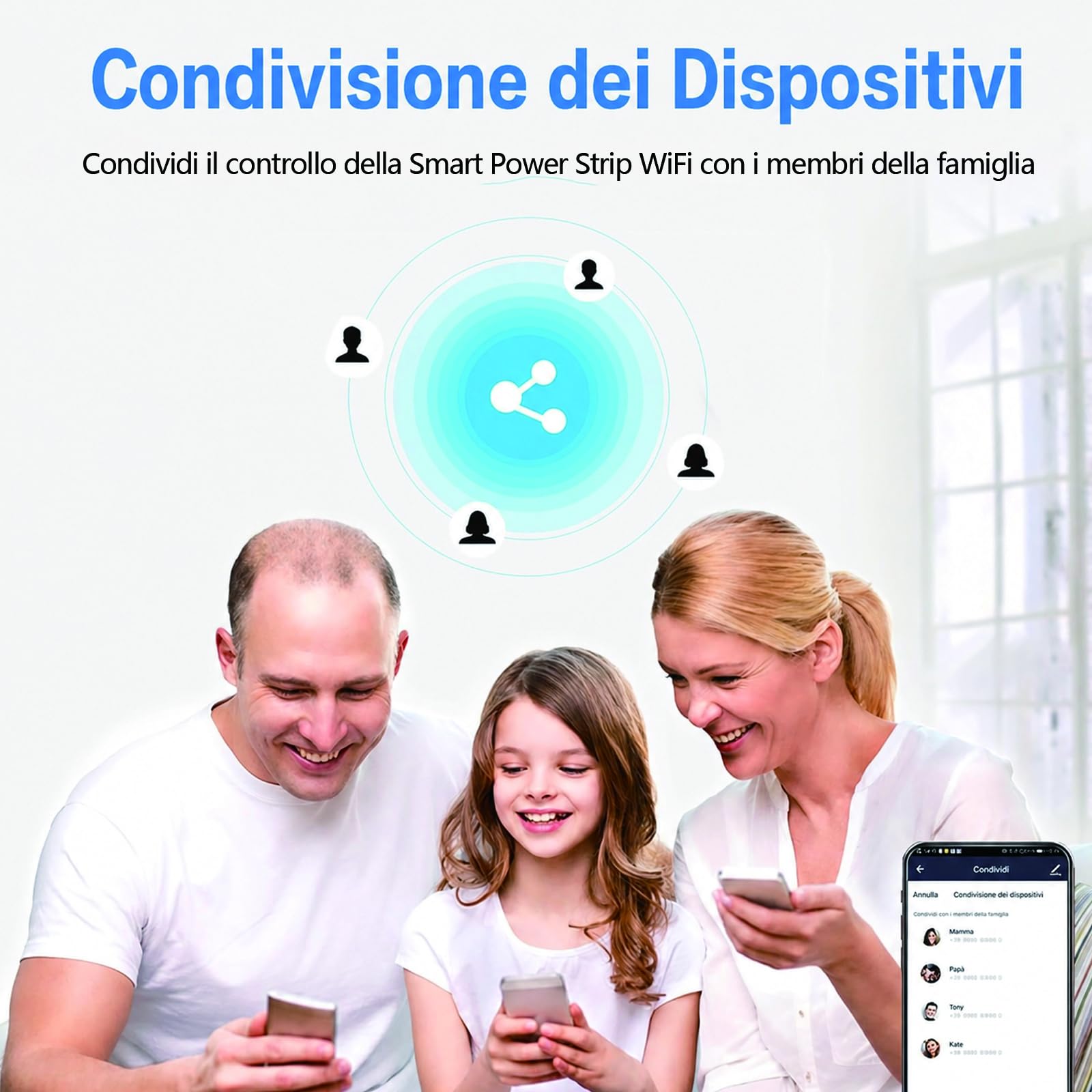Cheda di alimentazione inteligente, Scheda di alimentazione WiFi, protezione da sovratensioni, compatible con Alexa e Google