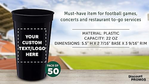Miniatura 91 de DISCOUNT PROMOS Vasos de plástico personalizados para estadios, 22 onzas, juego de 10, paquete personalizado a granel, perfecto para cumpleaños