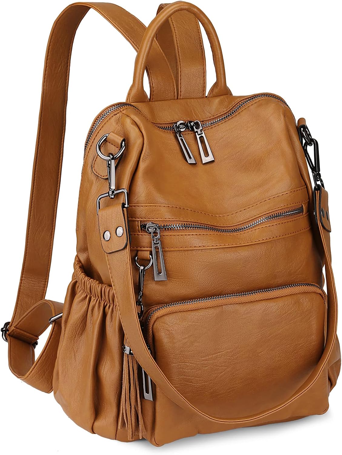 Uromee Travel Backpack Purse for Women Vegan Leather Ladies Fashion Tassel Shoulder Bag Convertible